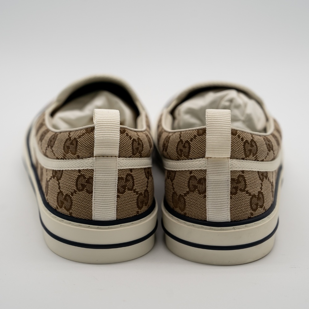 size 12.5G 13 US Gucci Tennis Slip On Canvas GG Brown Beige - Picture 5 of 10